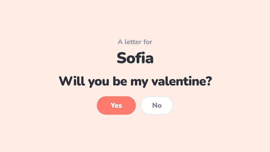 A letter asking Sofia to be a valentine