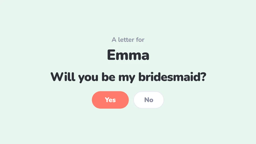 A letter asking Emma to be a bridesmaid